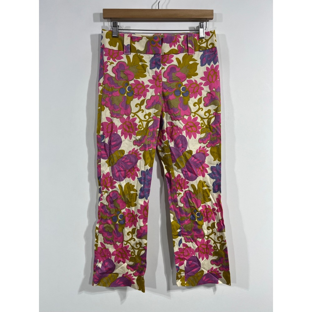 J.Crew Retro Psycedelic Floral Preppy‎ Hippie 70s Festival Pants Twee Womens 0